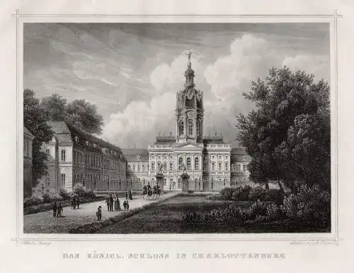 Berlin, Schloss Charlottenburg Echter Stahlstich, Poppel um 1860