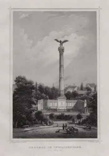 Berlin. Denkmal im Invalidenpark. Echter Stahlstich, Kurz um 1880