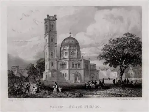 Berlin. Markuskirche. Originaler Stahlstich, Rouargue um 1860