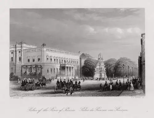 Berlin. Palais des Prinzen. Originaler Stahlstich, Payne um 1850