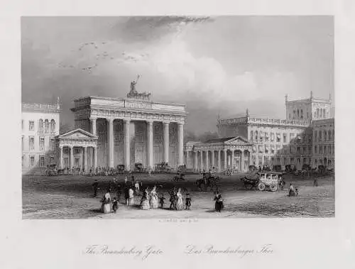 Berlin: Brandenburger Tor. Originaler Stahlstich, Carse um 1850