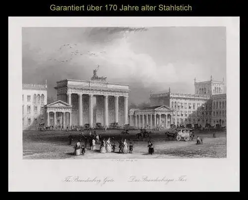 Berlin: Brandenburger Tor. Originaler Stahlstich, Carse um 1850