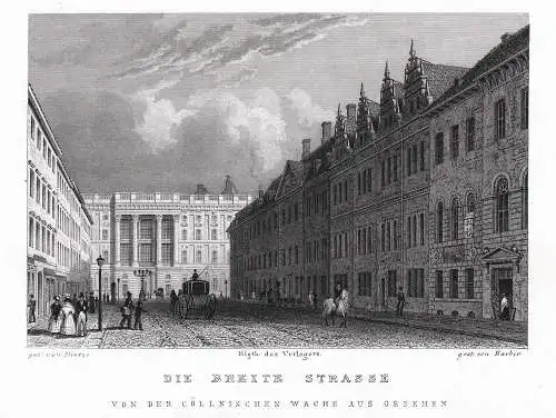 Berlin: Breite Strasse von der cöllnischen Wache aus. Originaler Stahlstich 1833