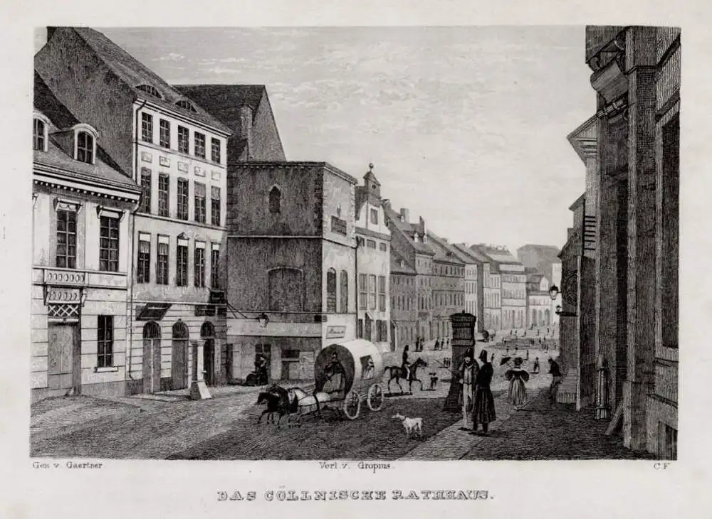 Berlin: Das Cöllnische Rathaus. Originaler Stahlstich 1833 0