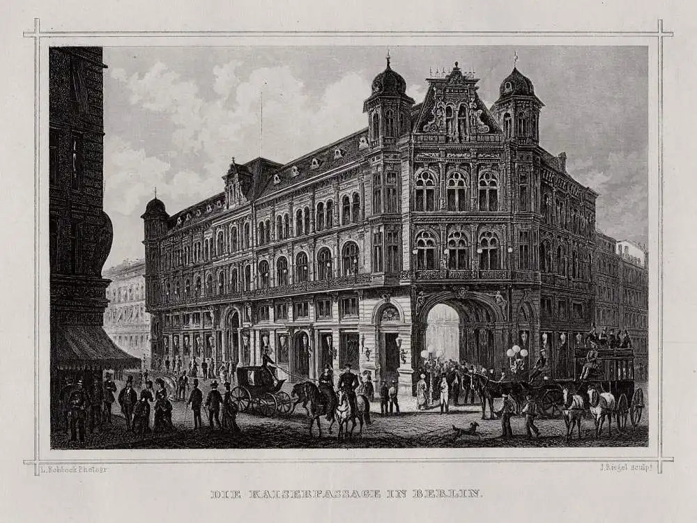 Berlin: Kaiserpassage. Originaler Stahlstich um 1880 0