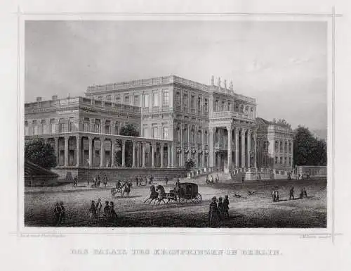 BERLIN: Palais des Kronprinzen. Stahlstich Kurz um 1880