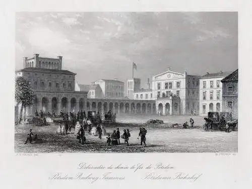 Berlin: Potsdamer Bahnhof. Originaler Stahlstich, French um 1850