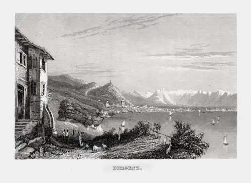 Bregenz Bodensee. Echter Stahlstich von Geib 1838