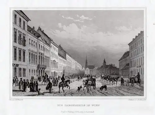 WIEN: Die Jaegerzeile. Echter Stahlstich, Hoffmeister um 1840