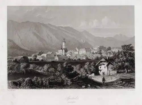 Spital an der Drau, Illyrien. Echter Stahlstich Heawood um 1850