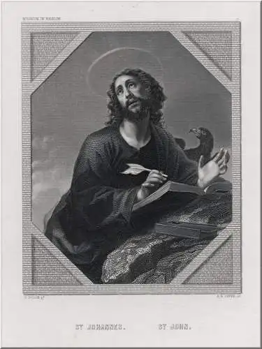 Carlo Dolci. St. Johannes . Originaler Stahlstich von Payne um 1870