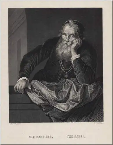 Judaica: Der Rabbiner. Originaler Stahlstich von French um 1850