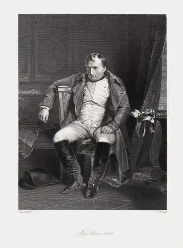 Napoleon 1814. Originaler Stahlstich, French um 1850