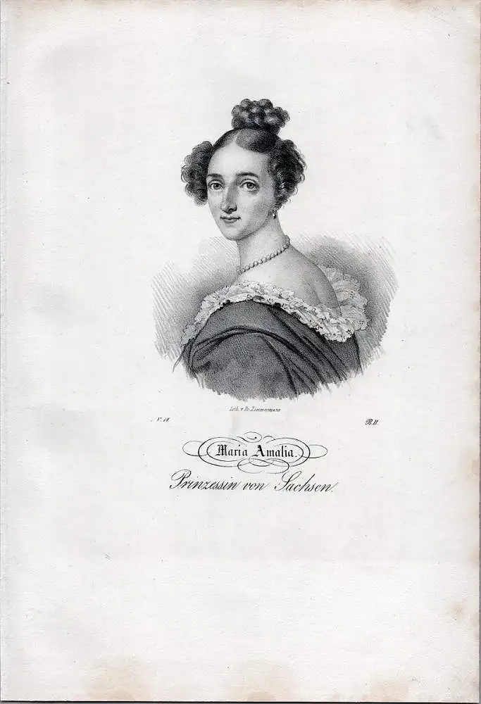 Maria Amalia, Prinzessin von Sachsen. Lithographie aus Saxonia um 1840 0