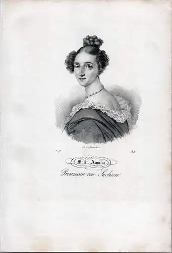 Maria Amalia, Prinzessin von Sachsen. Lithographie aus Saxonia um 1840