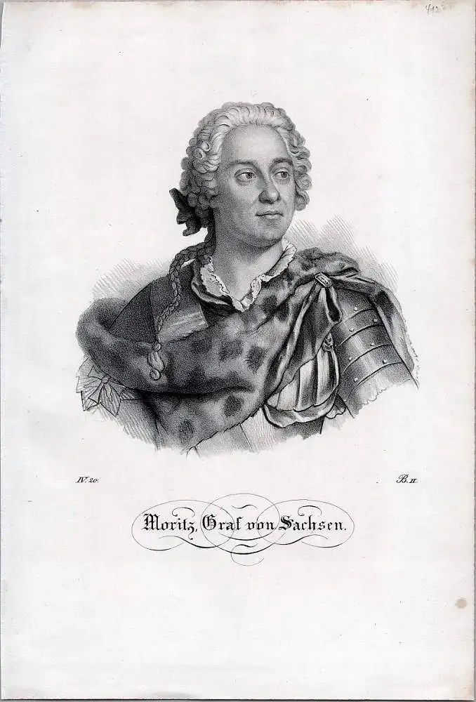 Moritz Graf von Sachsen. Lithographie aus Saxonia um 1840 0
