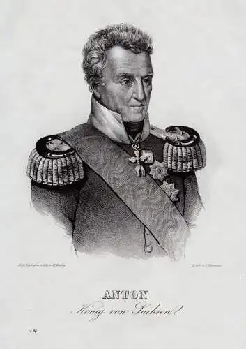 Anton König von Sachsen. Lithographie aus Saxonia um 1840