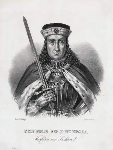 Friedrich der Streitbare, Kurfürst von Sachsen. Lithographie aus Saxonia um 1840