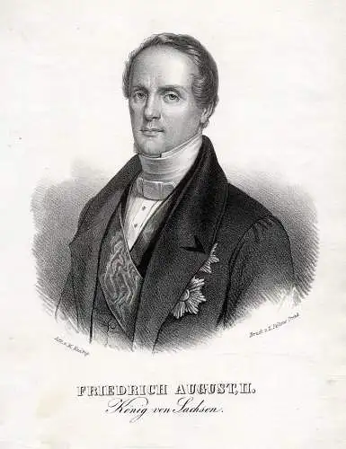 Friedrich August, II., König von Sachsen. Lithographie aus Saxonia um 1840