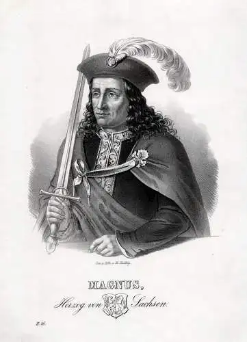 Magnus, Herzog von Sachsen. Lithographie aus Saxonia um 1840