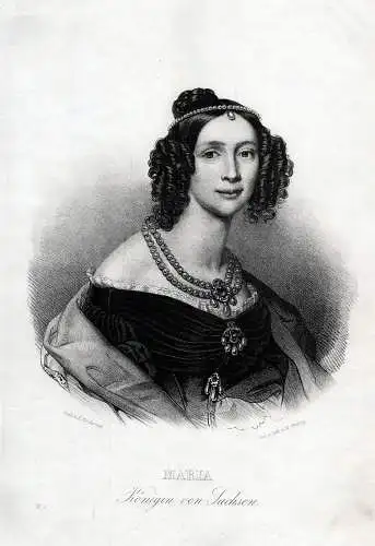 Maria, Königin von Sachsen. Lithographie aus Saxonia um 1840