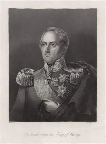 Friedrich August. König der Sachsen. echter Stahlstich, Payne um 1850