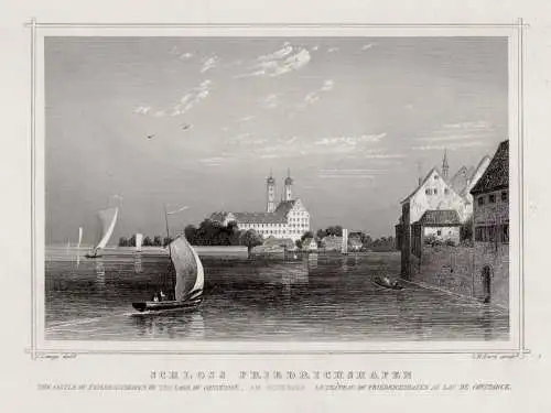 Friedrichshafen, Bodensee Schloß- Echter Stahlstich, Kurz um 1860