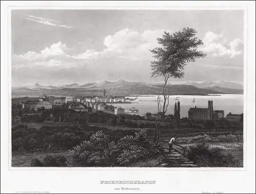 Friedrichshafen, Bodensee- Echter Stahlstich, um 1860