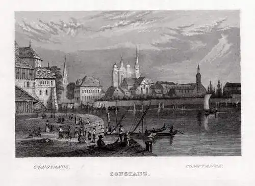 Konstanz am Bodensee. Echter Stahlstich, Geib um 1840