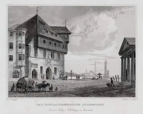 Konstanz. Bodensee. Originaler Stahlstich Rohbock um 1850