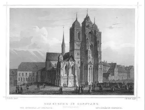 KONSTANZ. Domkirche. Originaler Stahlstich, Kolb um 1850