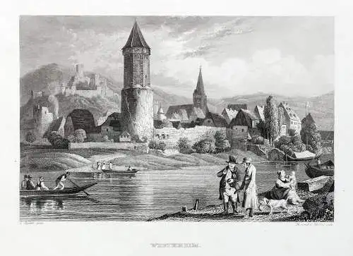 WERTHEIM / Main. Originaler Stahlstich n. Ludwig Richter um 1840