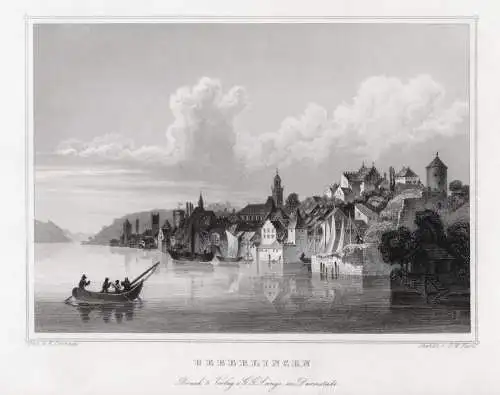 Überlingen am Bodensee, echter Stahlstich, Kurz um 1850