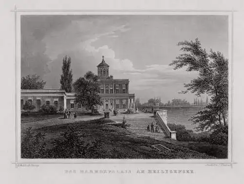 Potsdam Heiligensee, Marmorpalais - Stahlstich Umbach um 1880