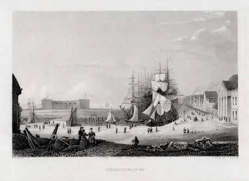 Bremerhaven. Gesamtansicht Originaler Stahlstich Payne um 1840