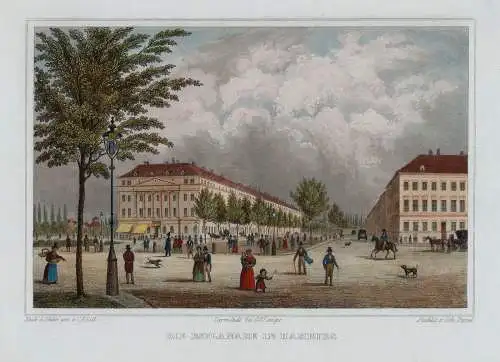 Hamburg - Die Esplanaden - Orig. Stahlstich v. Poppel / Lill um 1840