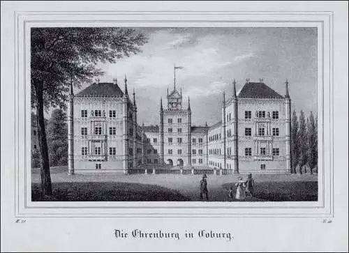 Coburg. Die Ehrenburg. Lithographie aus Saxonia um 1840