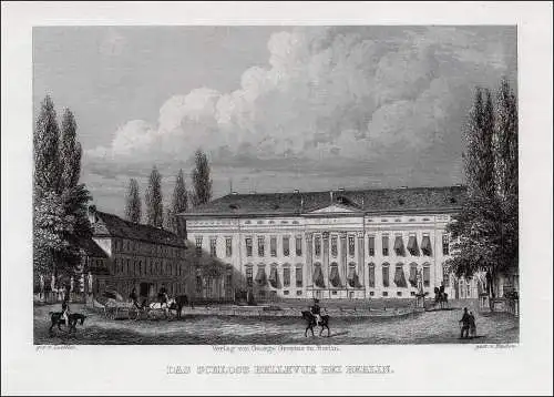 Berlin: Schloss Bellevue. Originaler Stahlstich 1833