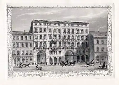 HAMBURG: Neuer Wall, Oppenheim-Haus., Originaler Stahlstich, James Gray 1852