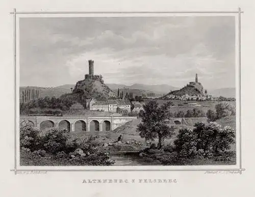 Altenburg und Felsberg. Original Stahlstich Umbach um 1850