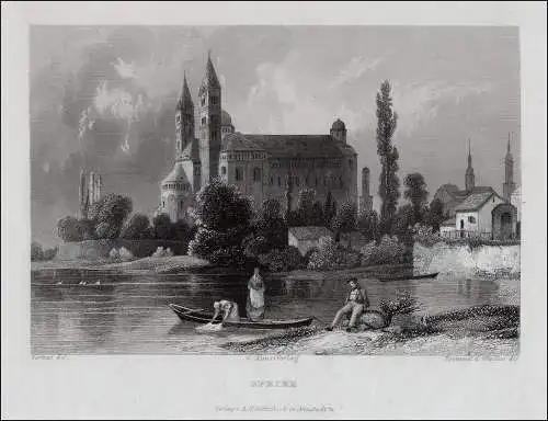 Speyer: Der Dom. Original Stahlstich Frommell & Winkles um 1850