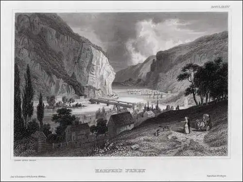 USA: Virginia. Harpers Ferry . Originaler Stahlstich um 1850