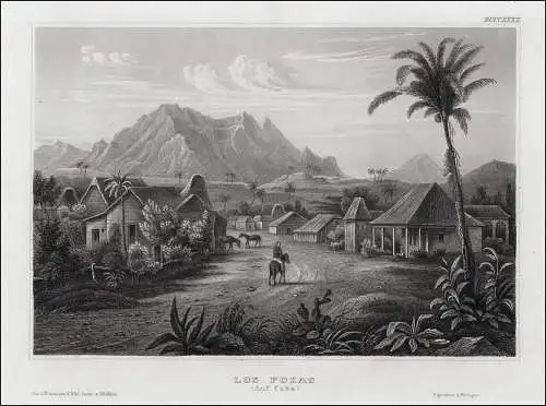 Cuba: Los Pozas . Originaler Stahlstich um 1840