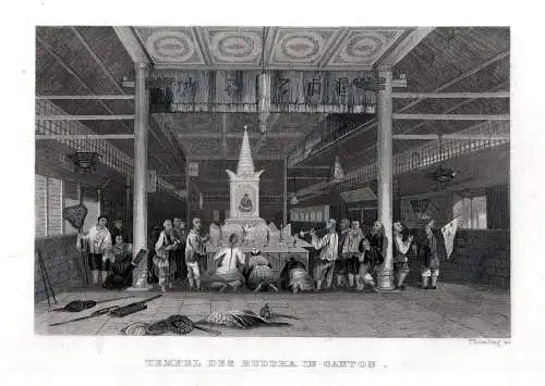 CHINA: Tempel des Buddha in Canton n. Thomas Allom um 1840