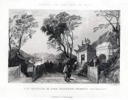 CHINA: Kapelle im großen Tempel zu Macao n. Thomas Allom um 1840