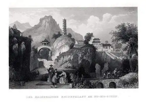 CHINA: Reisepalast am Hu-Kiu-Schän n. Thomas Allom um 1840