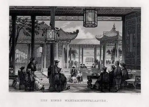 CHINA: Hof eines Mandarinenpalastes n. Thomas Allom um 1840