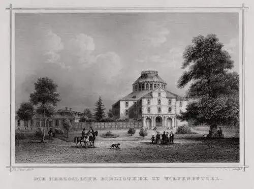 Wolfenbüttel Bibliothek Original Stahlstich Kurz um 1870