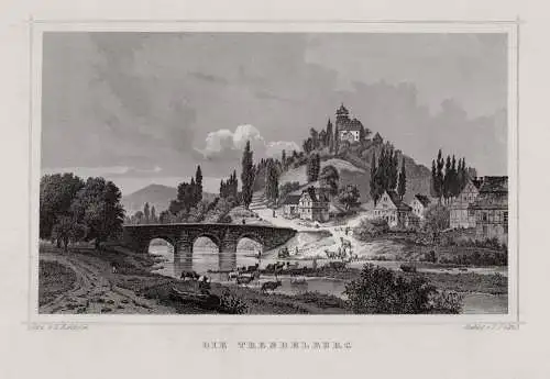 Trendelburg Weserbergland. Original Stahlstich Foltz um 1870