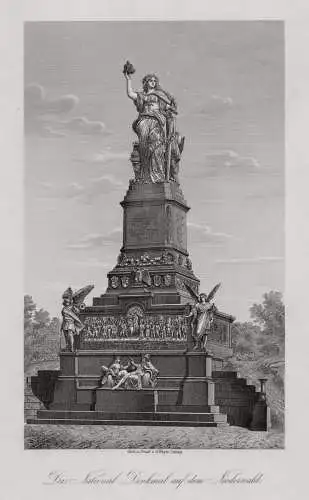 Niederwald: National-Denkmal. Original Stahlstich Weger um 1870